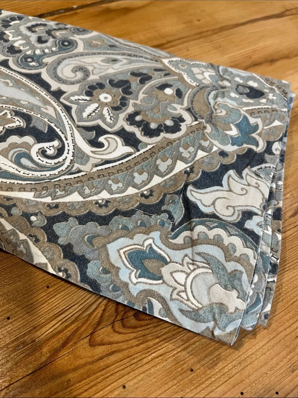 POTTERY BARN *Standard Sham* Paisley Printed Pillowcase Cover Blue Gray